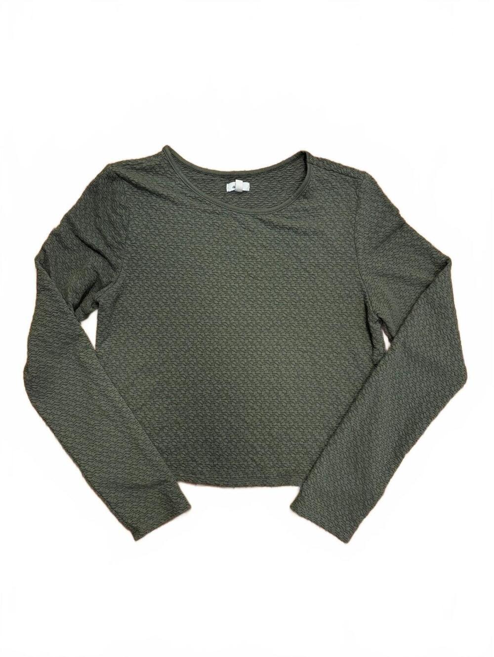 Aerie Women's Olive Green Textured Long Sleeve Top, Size Large